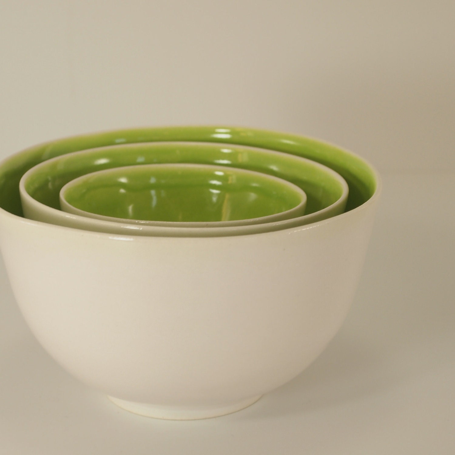Lime and White Nesting Bowls