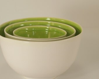 Lime and White Nesting Bowls