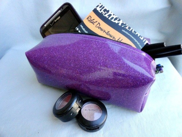 Purple Glitter Vinyl Box Pouch with Superman Comic Interior