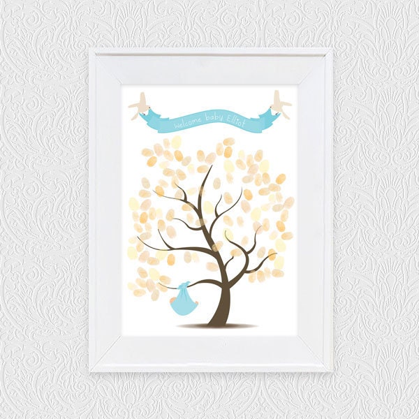 baby fingerprint guest book tree - printable file