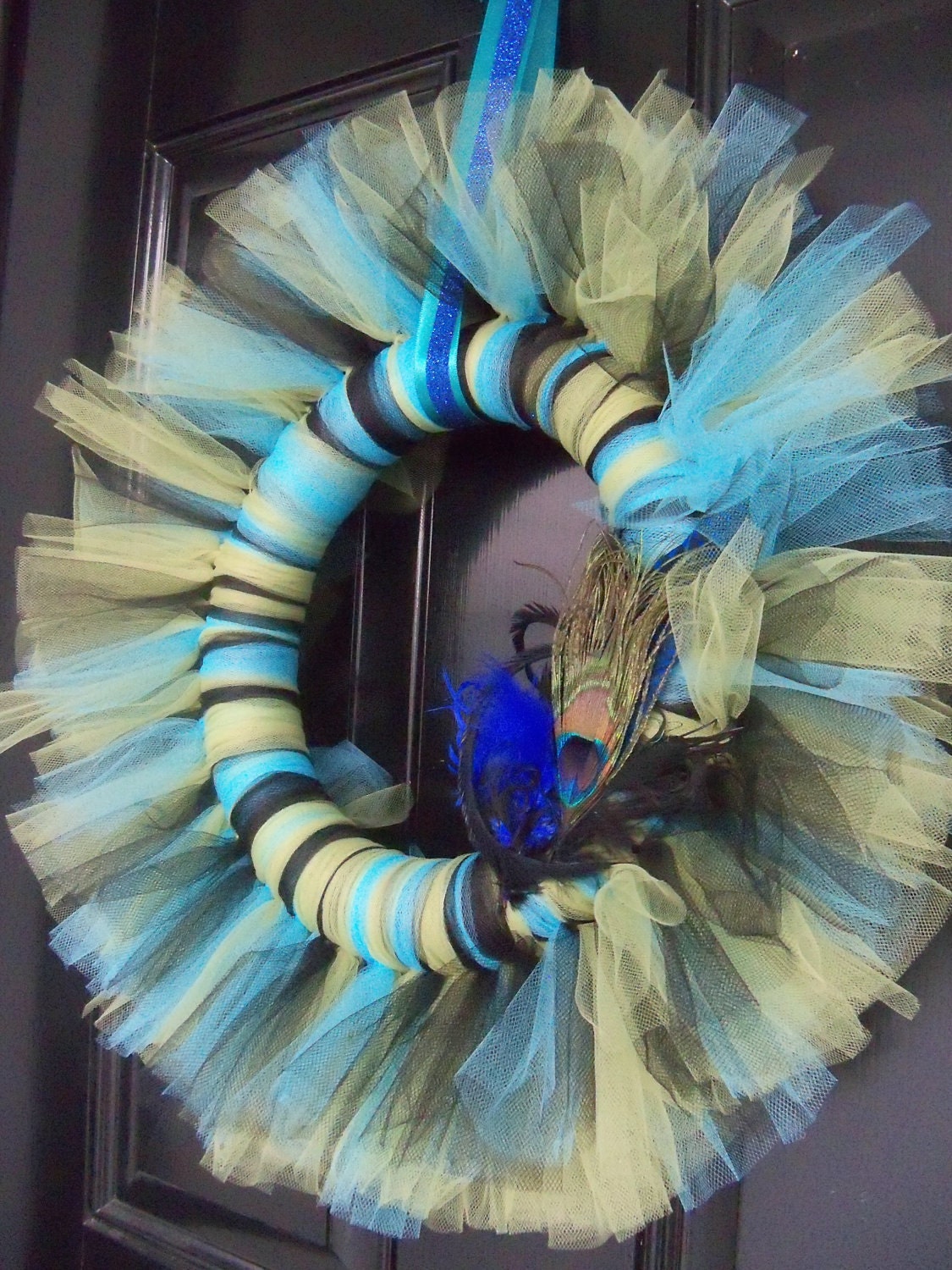 Beautiful PEACOCK Inspired TULLE WREATH
