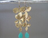 Gold Cascading Orchid Earrings with Chrysoprase Accents