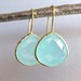 Gold Teardrop Aqua Chalcedony Earrings