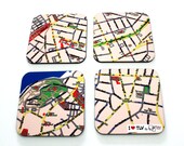 I LOVE TLV map coasters - a souvenir from Tel Aviv Israel