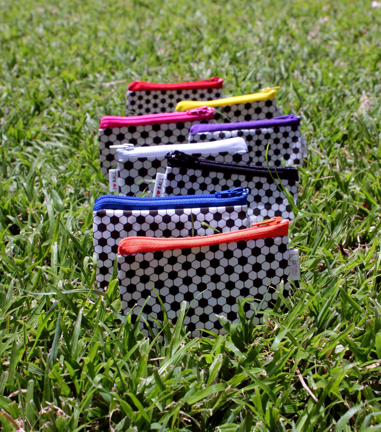 BALL Pattern Wallet - Choose any zipper color you like - for football soccer lovers gift fot him for her for kids