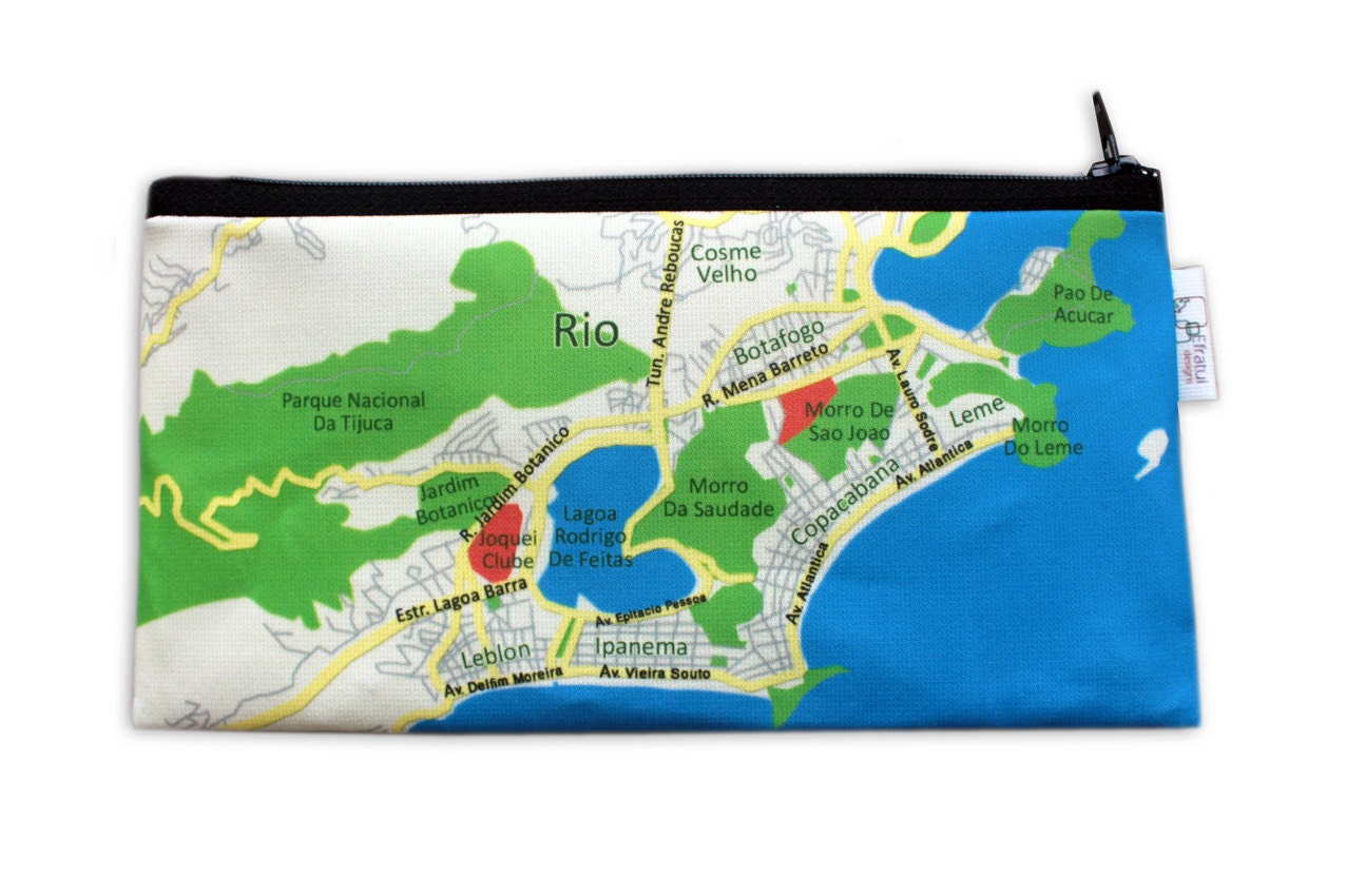 BRASIL MAP pencil case / Zipper pouch Clutch Souvenir from Rio and Salvador for man for woman for kids for school