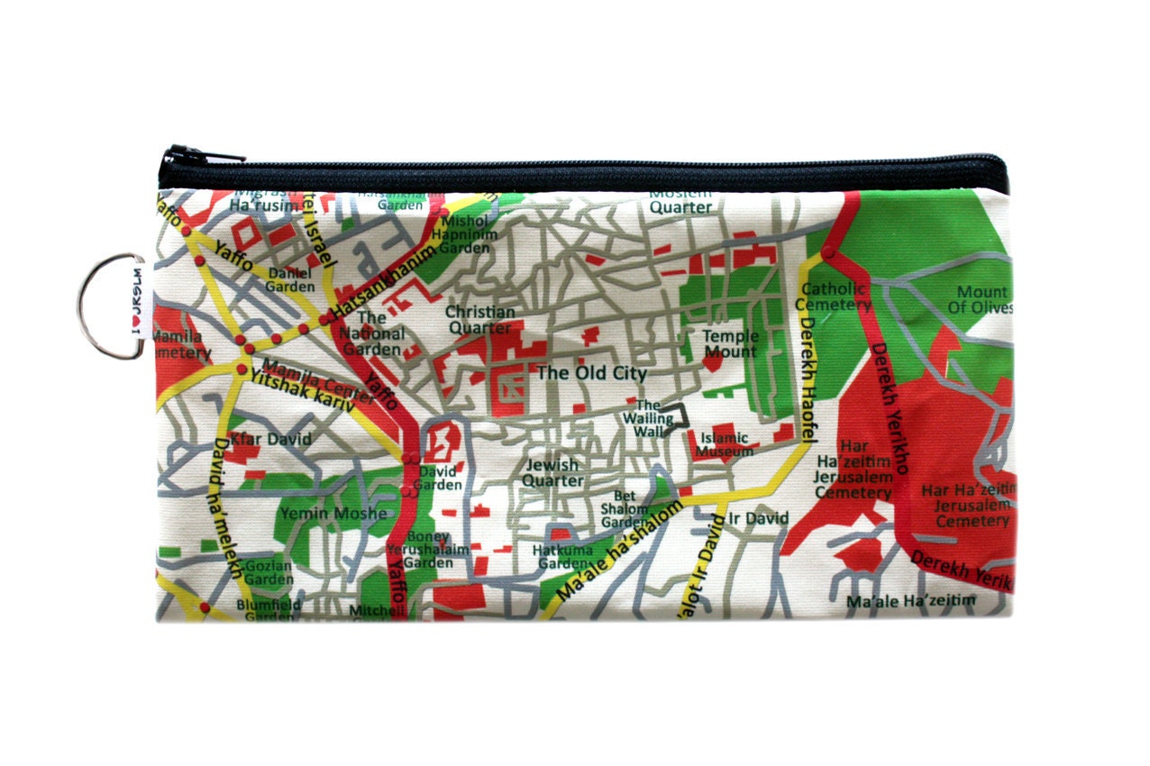 JERUSALEM map travel case - Use it to store your passport, your flying ticket and all your traveling documents