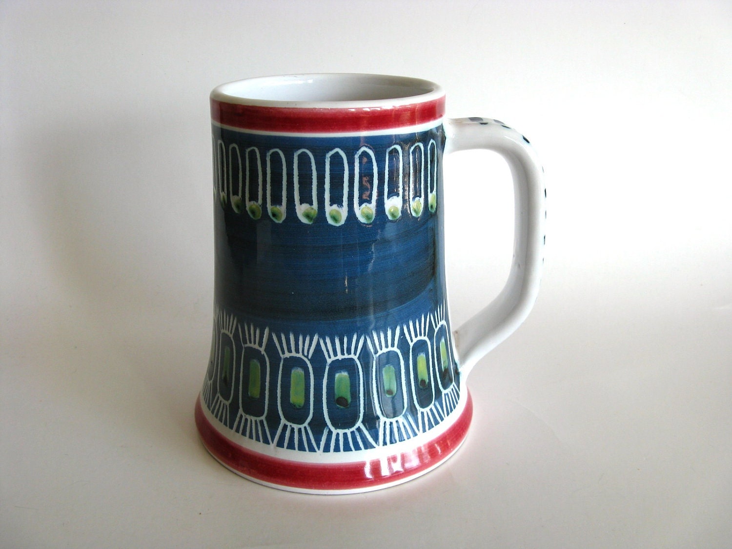 Mid Century Modern Tankard Vintage Beer Stein Mug Elle Norway Scandinavian Blue Unisex Gift