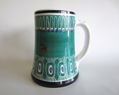 Mid Century Modern Tankard Vintage Beer Stein Mug Elle Norway Scandinavian Green Black White Purple Unisex Gift