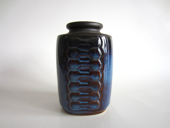 Blue Vase Soholm Stentoj Denmark Einar Johansen Mid Century Modern Geometric Scandinavian Pottery 3321