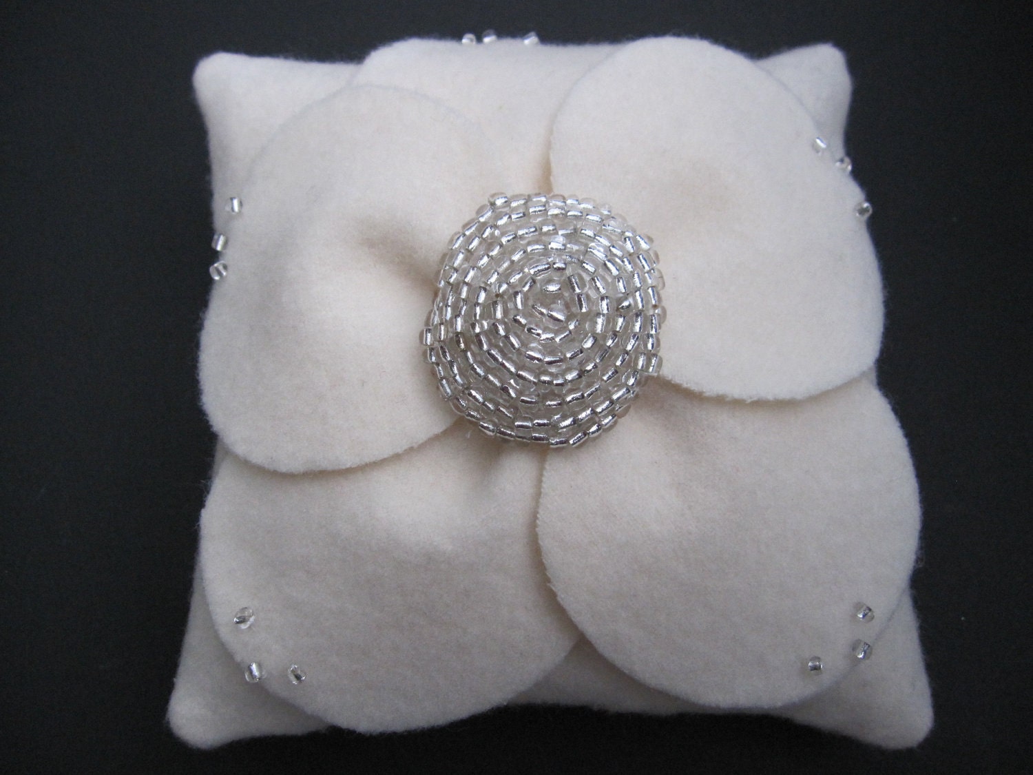 Ring Bearer Pillow Wedding Set Flower Girl Basket Ivory