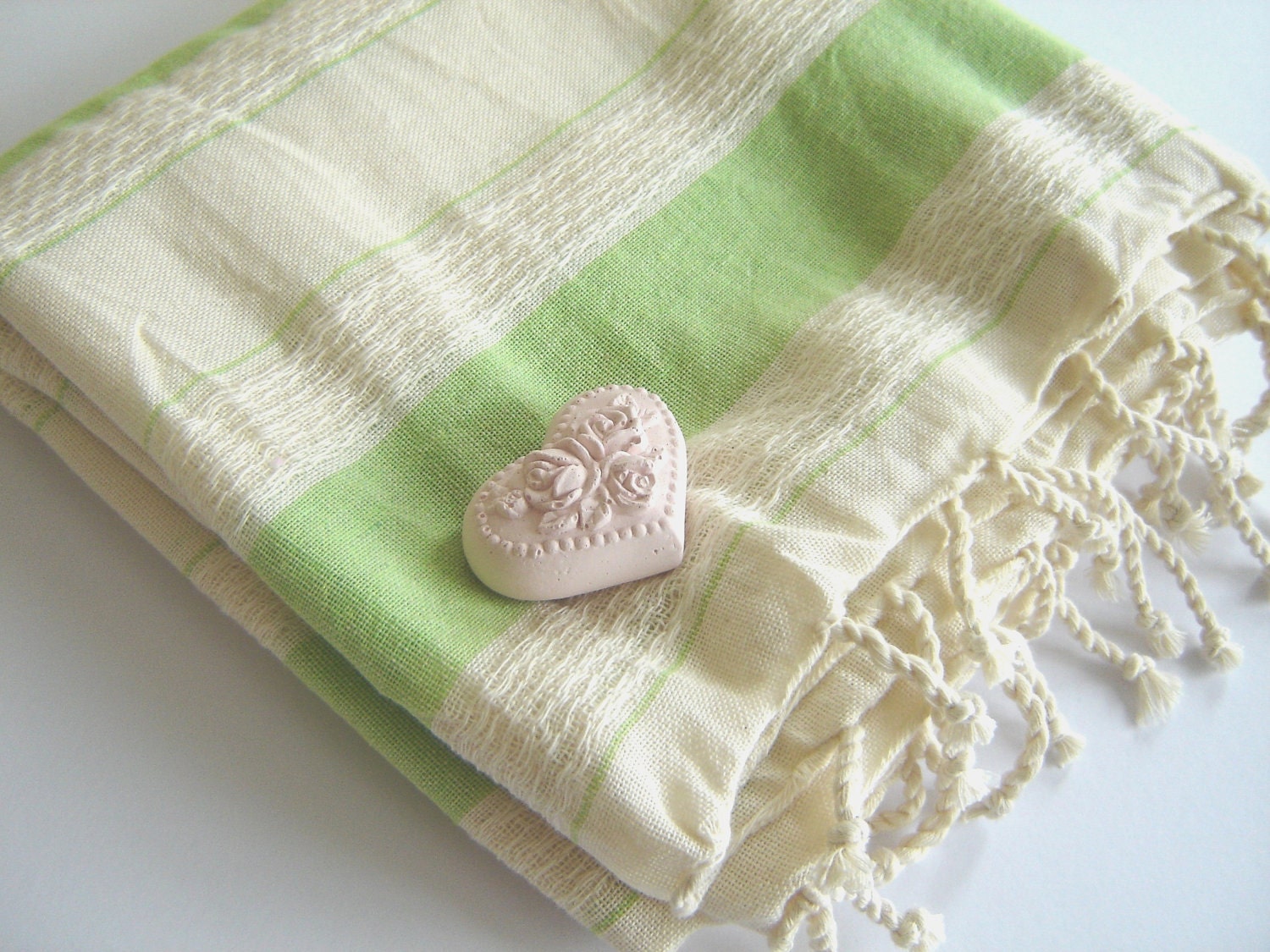 Turkish BATH and beach towel, Stylish Peshtemal, Soft %100 Cotton, Green