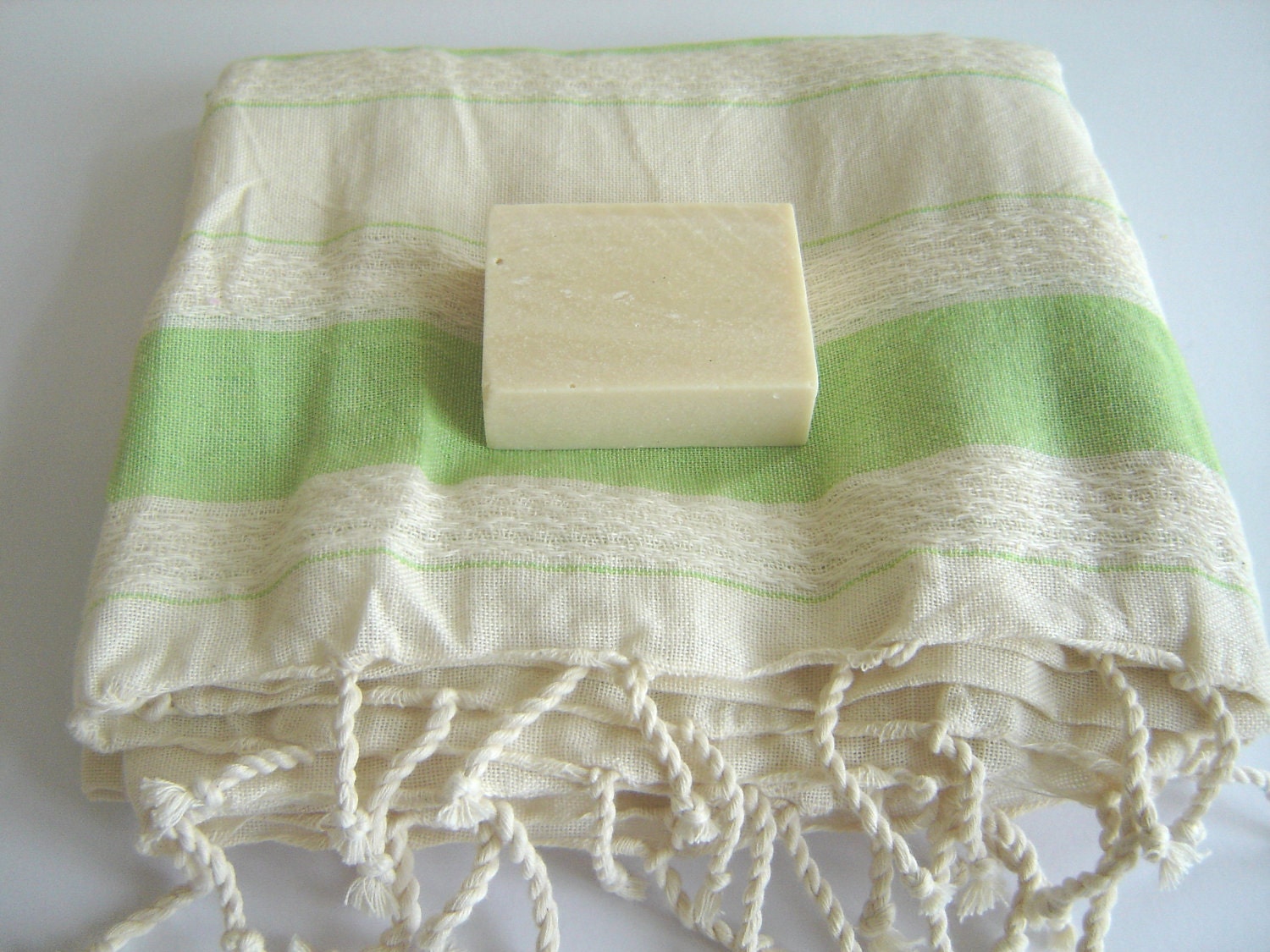 Turkish BATH towel, Soft Cotton, Peshtemal, 100% Cotton, Green