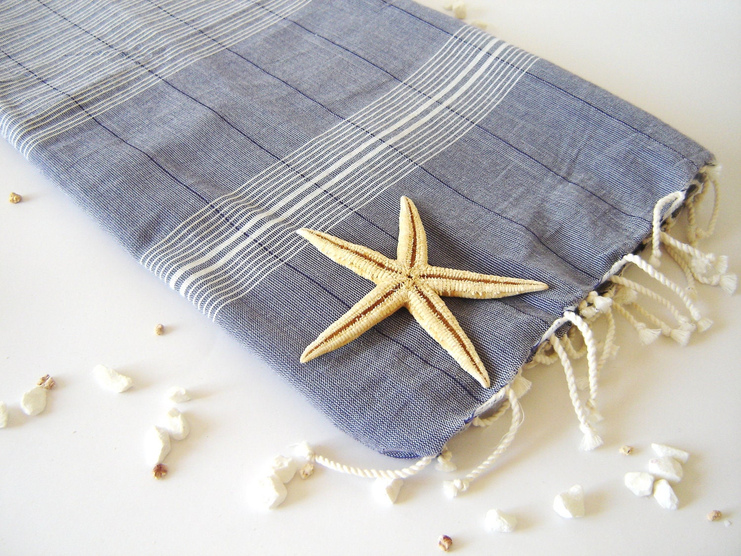 Ultrathin Turkish Towel, Pareo, Sarong on the boat, Peshtemal, Bamboo and Cotton, Blue