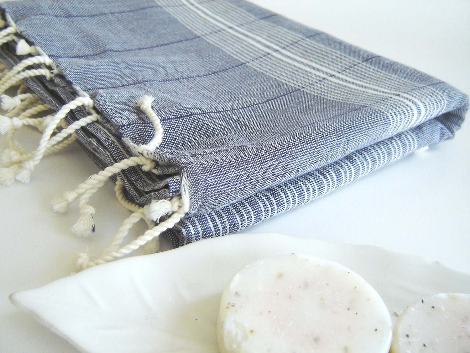 Ultrathin Turkish Towel, Pareo, Sarong on the boat, Peshtemal, Bamboo and Cotton, Blue