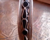 Moroccan Berber silver and enamel bracelet cuff  for Tribal fusion dance