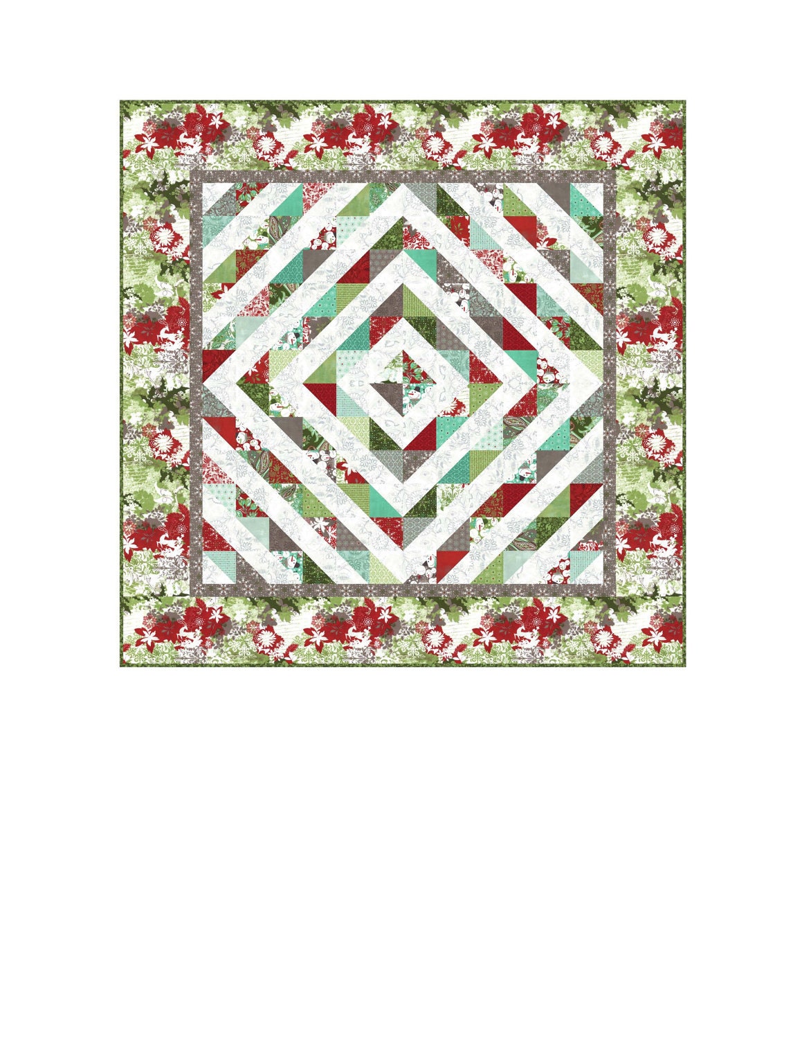 Blitzen Damask by basicgrey Mint Grey 30298 15 - quilting fabric - cotton