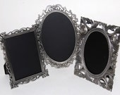 Ornate Chalkboard Frames, Trio, Table Numbers, Pewter Wedding Sign,  Silver Centerpiece Frame, Keepsake Gift