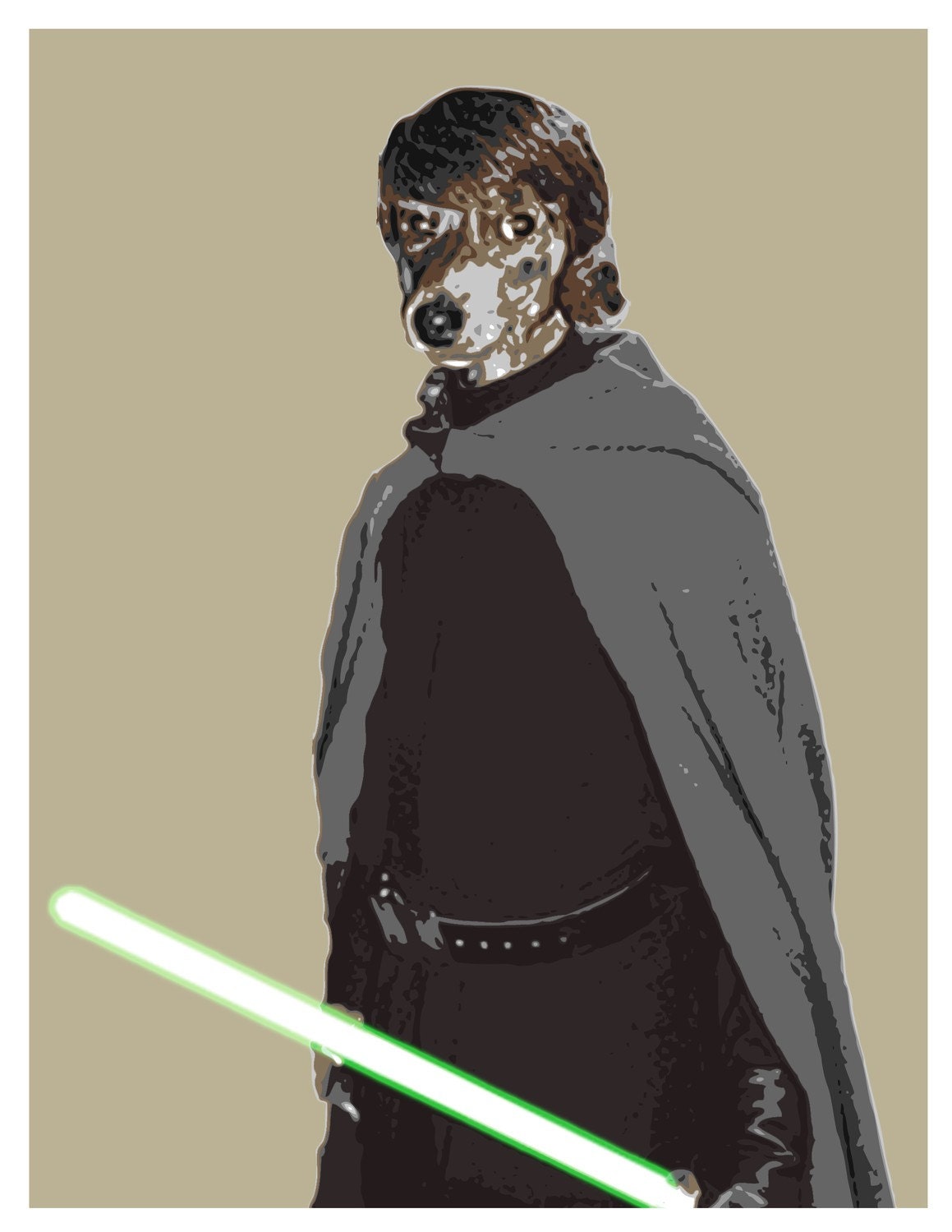 Digital Print Dachshund Luke Skywalker Star Wars Pop Art