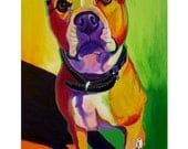 Colorful Pet Portrait Pit Bull Art Dog Print 8x10 by Alicia VanNoy Call