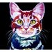 Colorful Pet Portrait Tabby Cat Art Print 8x10 by Alicia VanNoy Call
