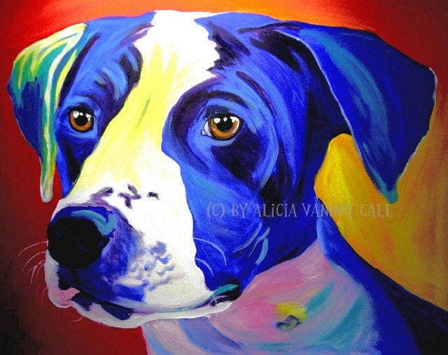 Colorful Pet Portrait German Shorthair Pointer Dog Art Print 8x10 by Alicia VanNoy Call