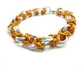 Byzantine Chainmail Bracelet Anodized Aluminum Orange And White