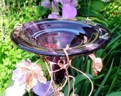 HUMMINGBIRD FEEDER, stained glass, copper, Deep Purple, Bird Feeder, garden decor, garden stake