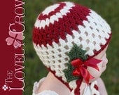 Christmas Baby Crochet PATTERN for Holly Earflap Beanie digital