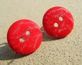 Red Button Earrings