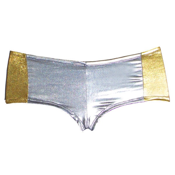 Roller Derby Short - Lowrise Scoop Stripe - LUX-  metallic spandex