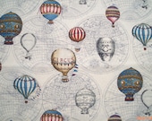 Hot air balloons, ivory background, fat quarter, pure cotton fabric