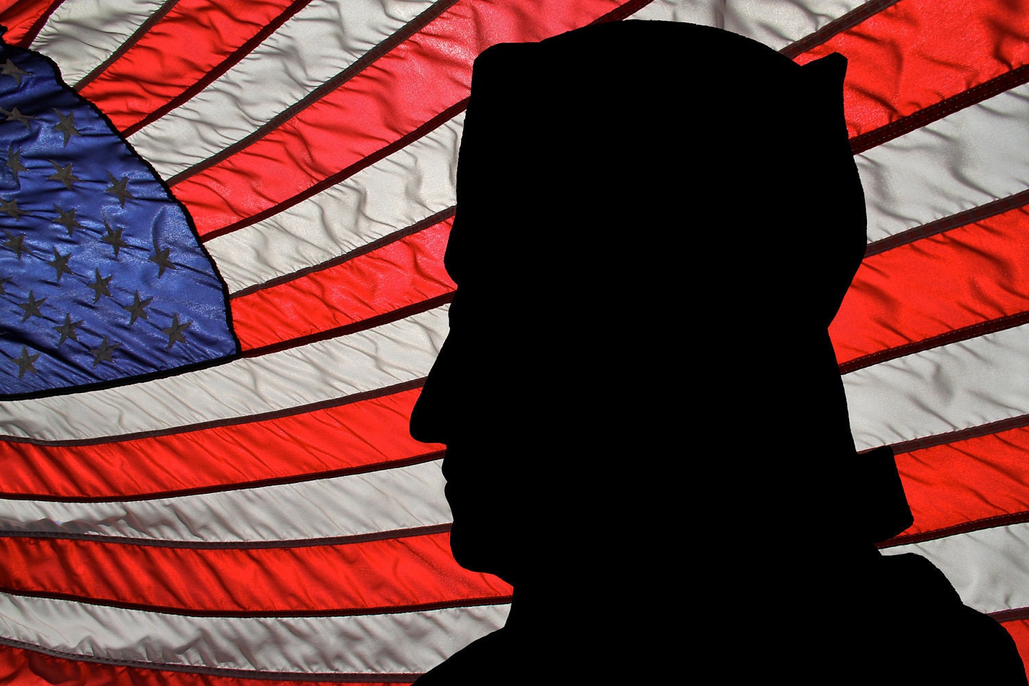 American Flag Photograph - George Washington - Patriotic - Red White and Blue - Stripes - Silhouette - Art Print - President - 6X9