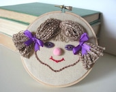 Hand Embroidered Wall Hanging Cute Little Girl - SWEETHEART