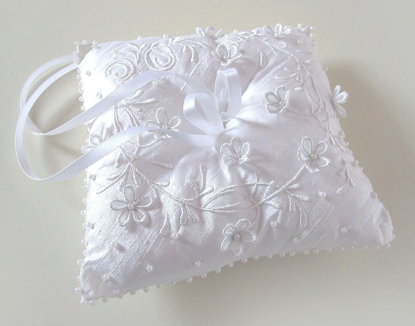 Ring Bearer Pillow CUSTOM Embroidered WEDDING RING Pillow - Made to Order
