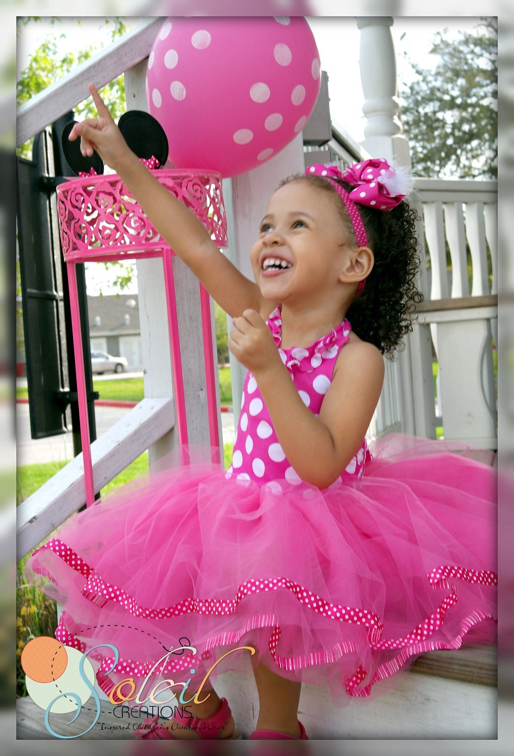 First Birthday Pink Tutu Dress In Polka Dots