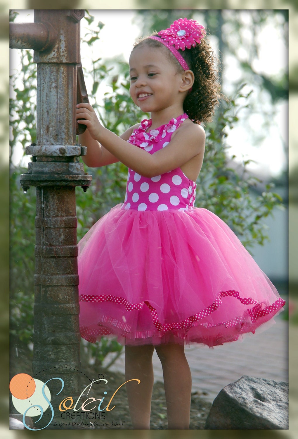 First Birthday Pink Tutu Dress In Polka Dots