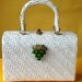 SALE Vintage Purse Box White Wicker Lesco Lona Box Bag