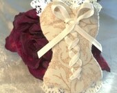 Corset Brooch Pin Beige Toile
