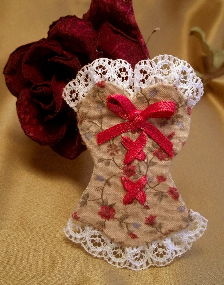 Brown Floral Corset Brooch Pin