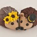Hedgehogs Bride and Groom Wedding Cake Topper with Sunflowers