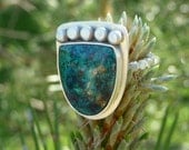 LAST CHANCE SALE - Shattuckite cabochon Sterling Silver Ring - Size 6.5