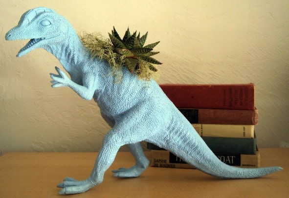 Sky Blue Dinosaur Planter - Modern Art Centerpiece ( 8 WEEK DELIVERY)