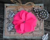 Bright Pink Flower Hair Clip - Headband - Brooch - 15% Sale