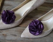 Plum Flower Shoe Clips-  Bridal Shoe clips- Purple Shoe clips