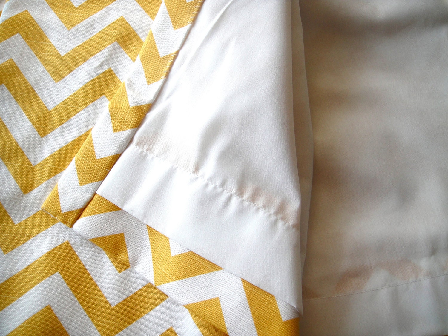 A Pair Of 50x90 Flat Panels On Clip Rings /Rod Pocket Draperies In Corn Yellow