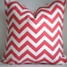 SET Of TWO- 18x18  Designer Pillow In Zig Zag Coral/White