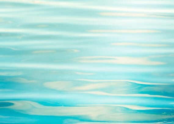 Water Photography - sea ocean ripples calming - aqua blue photo print - beach wall art nautical sea shore - 5x7 Photograph, "Soothing"