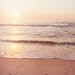 Sunrise Photography - ocean sea coastal wall art beach print summer photo beige light brown pale seashore peach pink cream - 5x7 Photograph