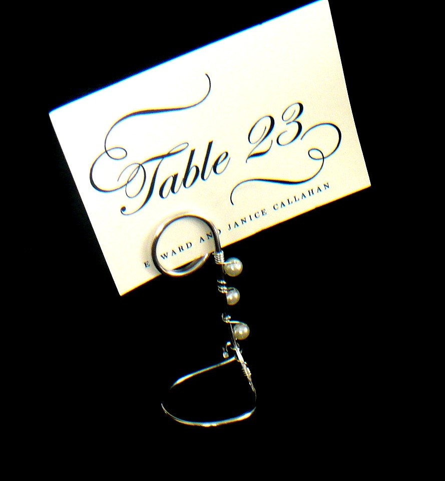 Wedding Decorations, Formal Decor, Sign Card Holders, Silver & Pearls, 9pcs